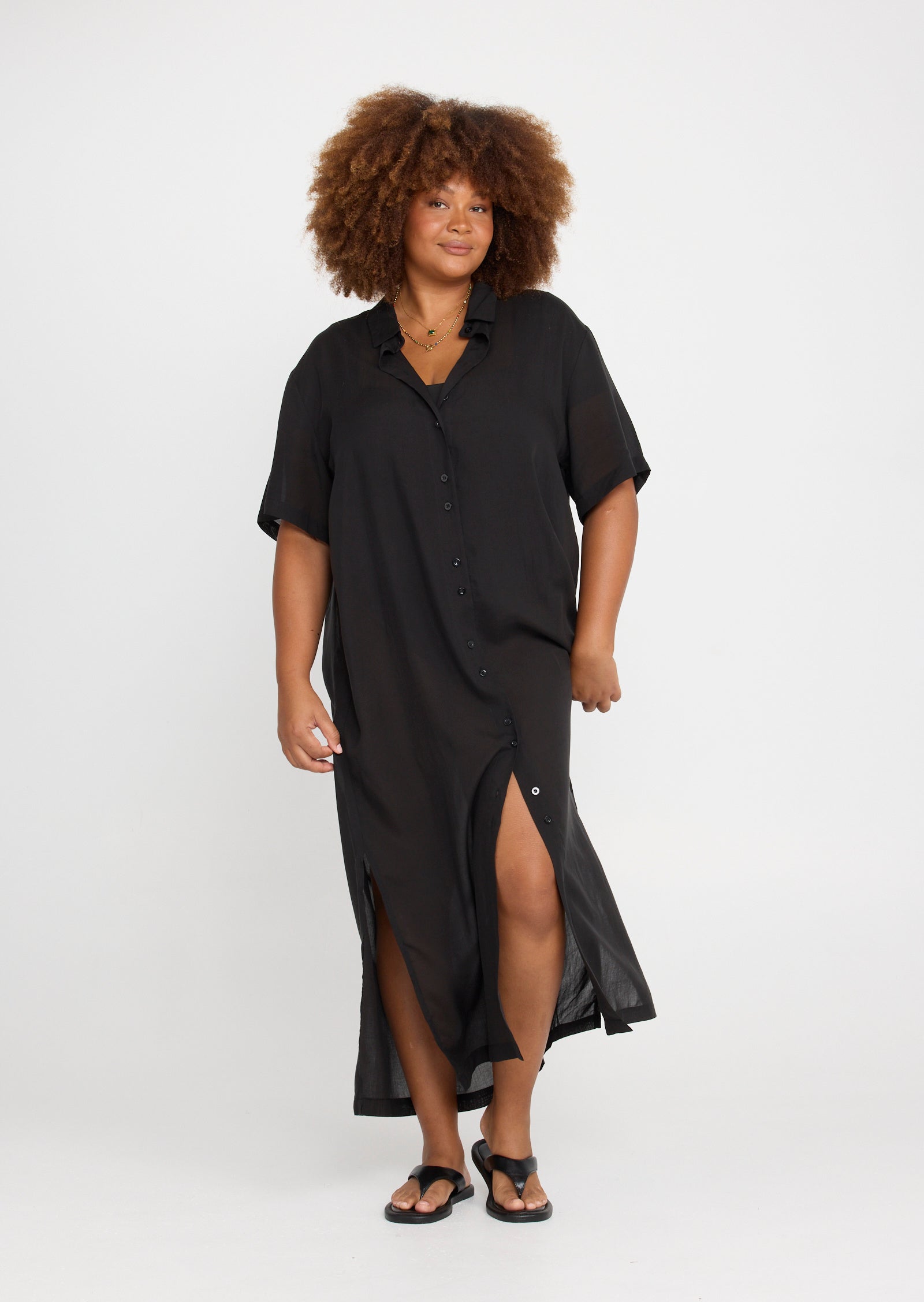 blanca shirt dress La Blanca: Delphine Coast Linen Button Up Shirt Dress Cream / L